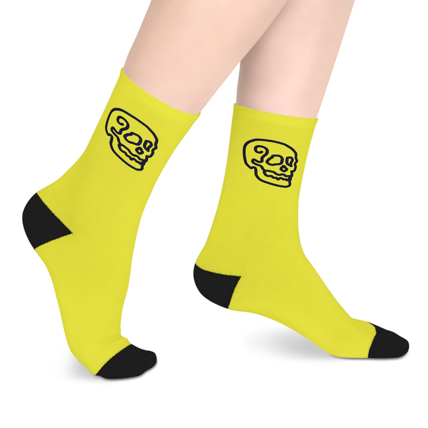 Gold Line Skull Character Mid-length Socks