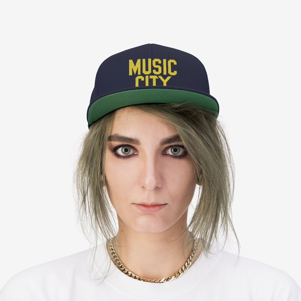 Music City Basic Text Unisex Flat Bill Hat