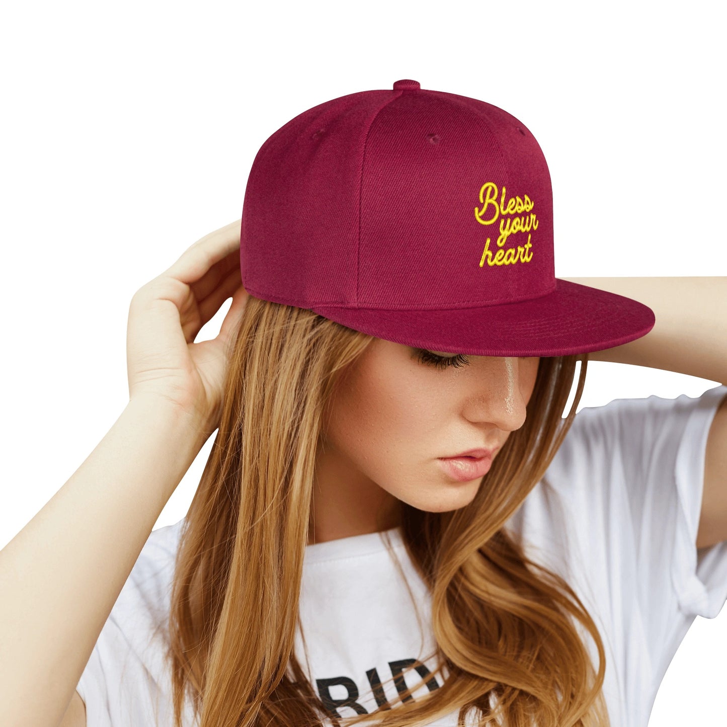 Bless Your Heart Scripted flat bill hat