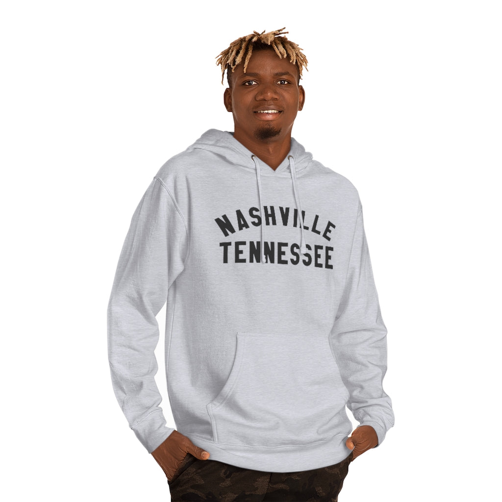 Nashville Tn Charcoal text Unisex Hooded Sweatshirt