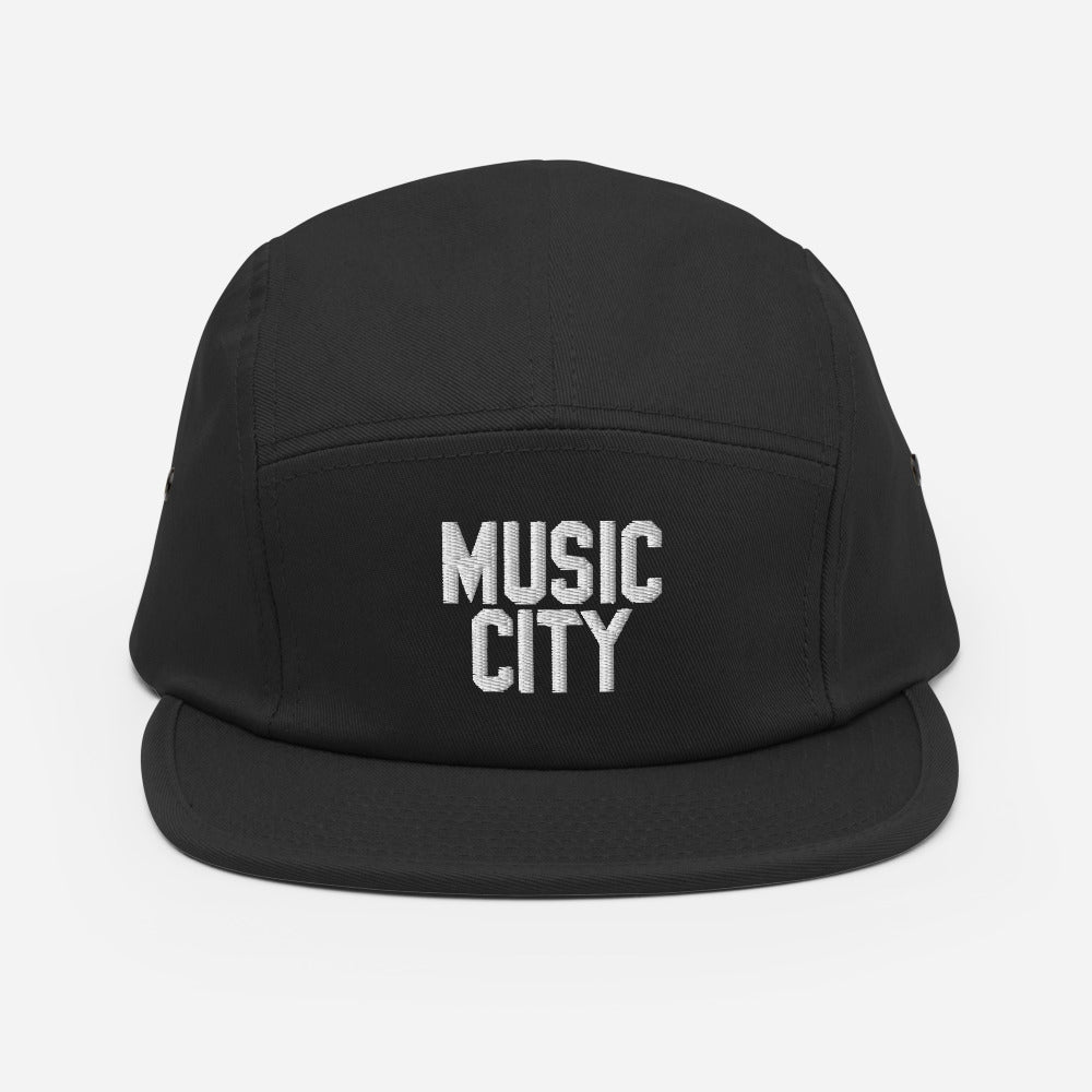 Music City Basic white text Five Panel Cap