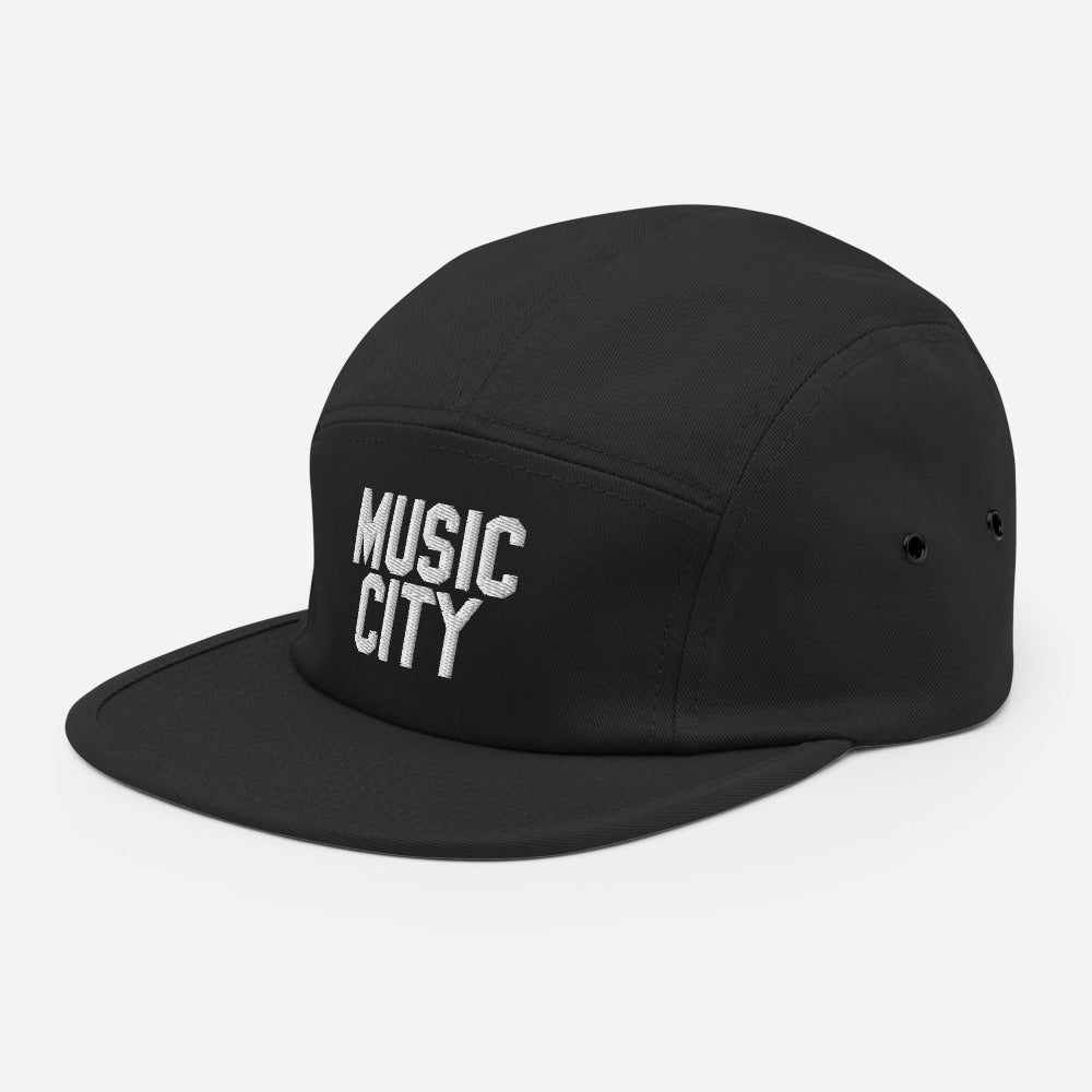 Music City Basic white text Five Panel Cap