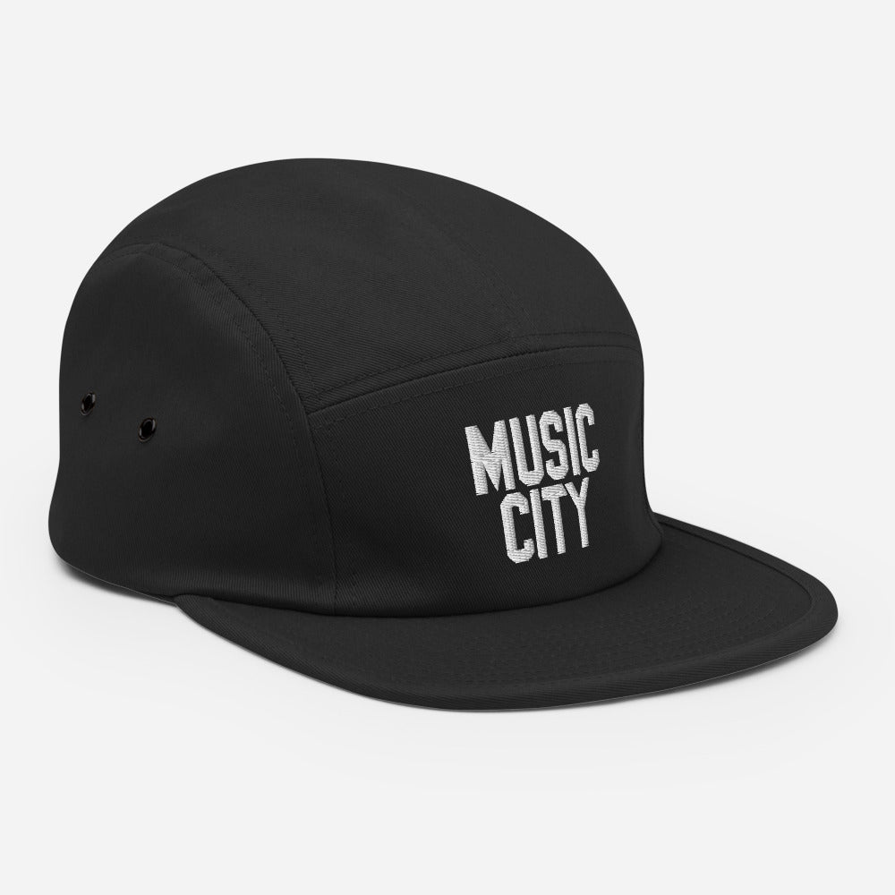 Music City Basic white text Five Panel Cap