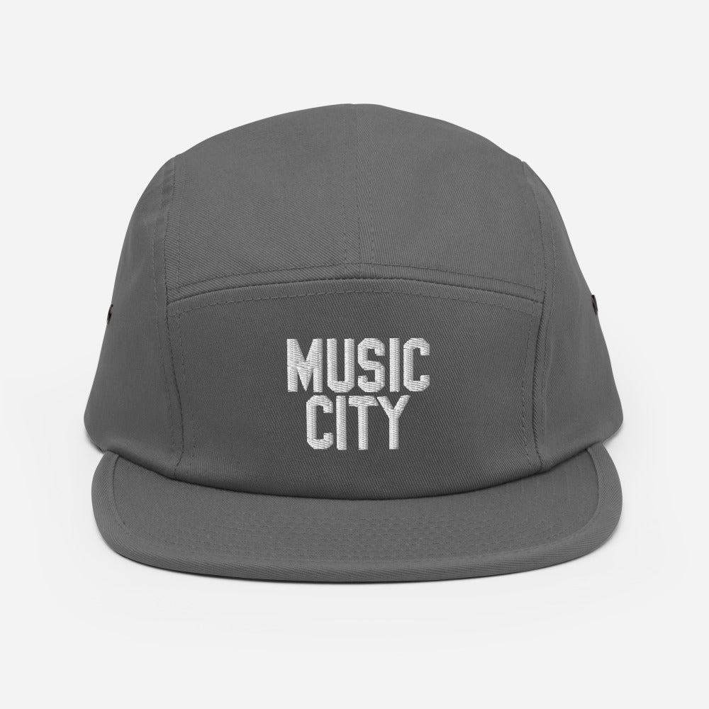 Music City Basic white text Five Panel Cap