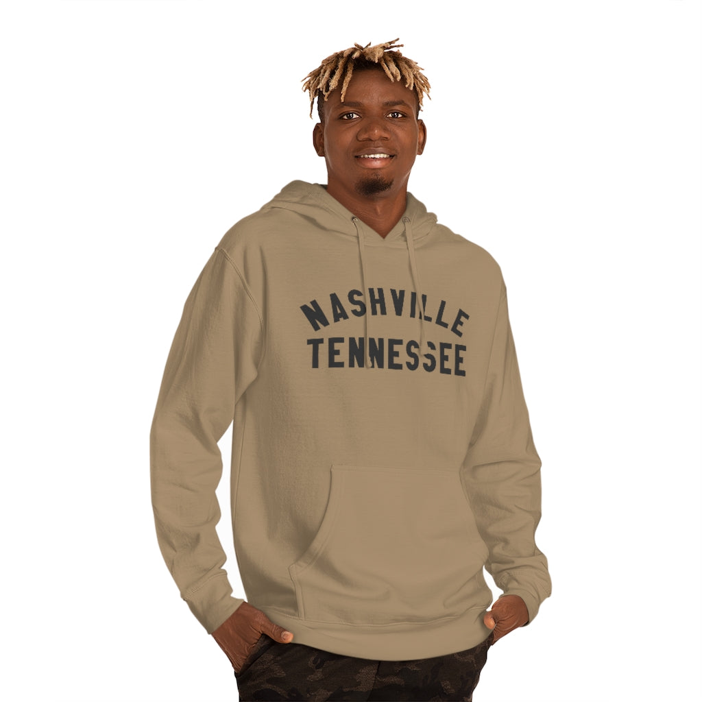 Nashville Tn Charcoal text Unisex Hooded Sweatshirt