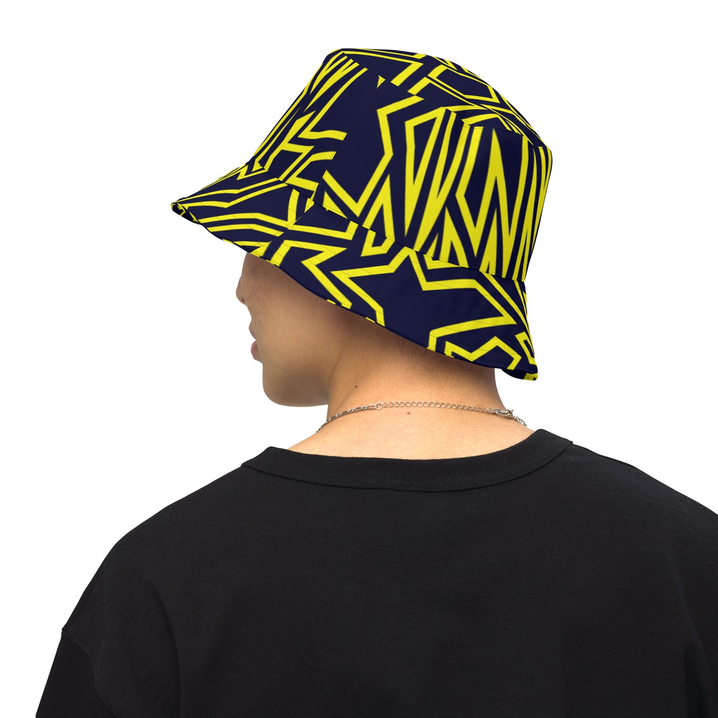 Gold Hidden N Pattern Reversible bucket hat