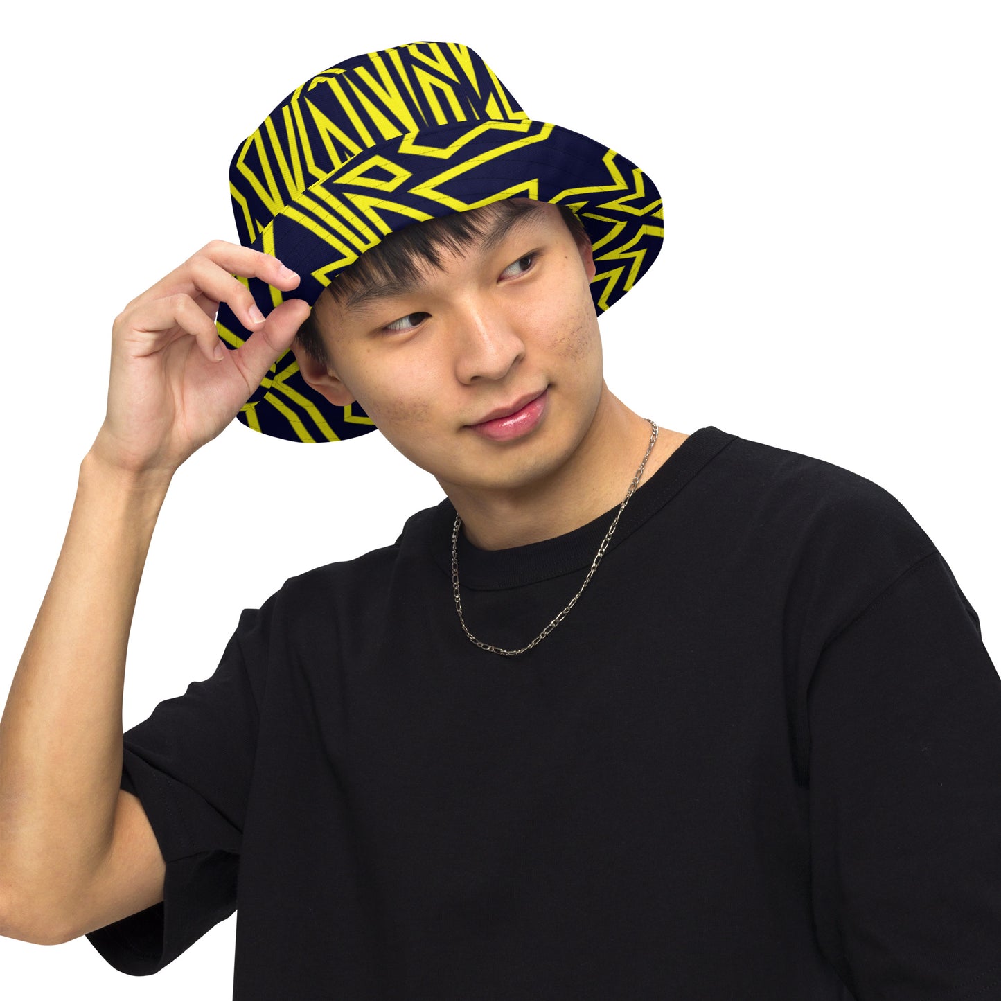 Gold Hidden N Pattern Reversible bucket hat