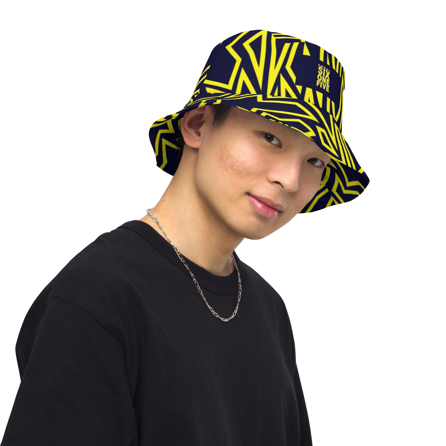 Gold Hidden N Pattern Reversible bucket hat