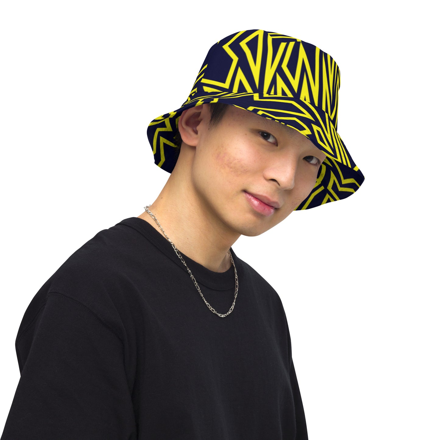 Gold Hidden N Pattern Reversible bucket hat