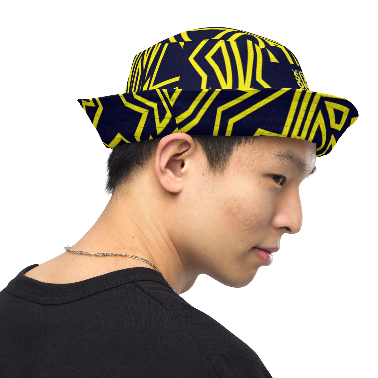 Gold Hidden N Pattern Reversible bucket hat