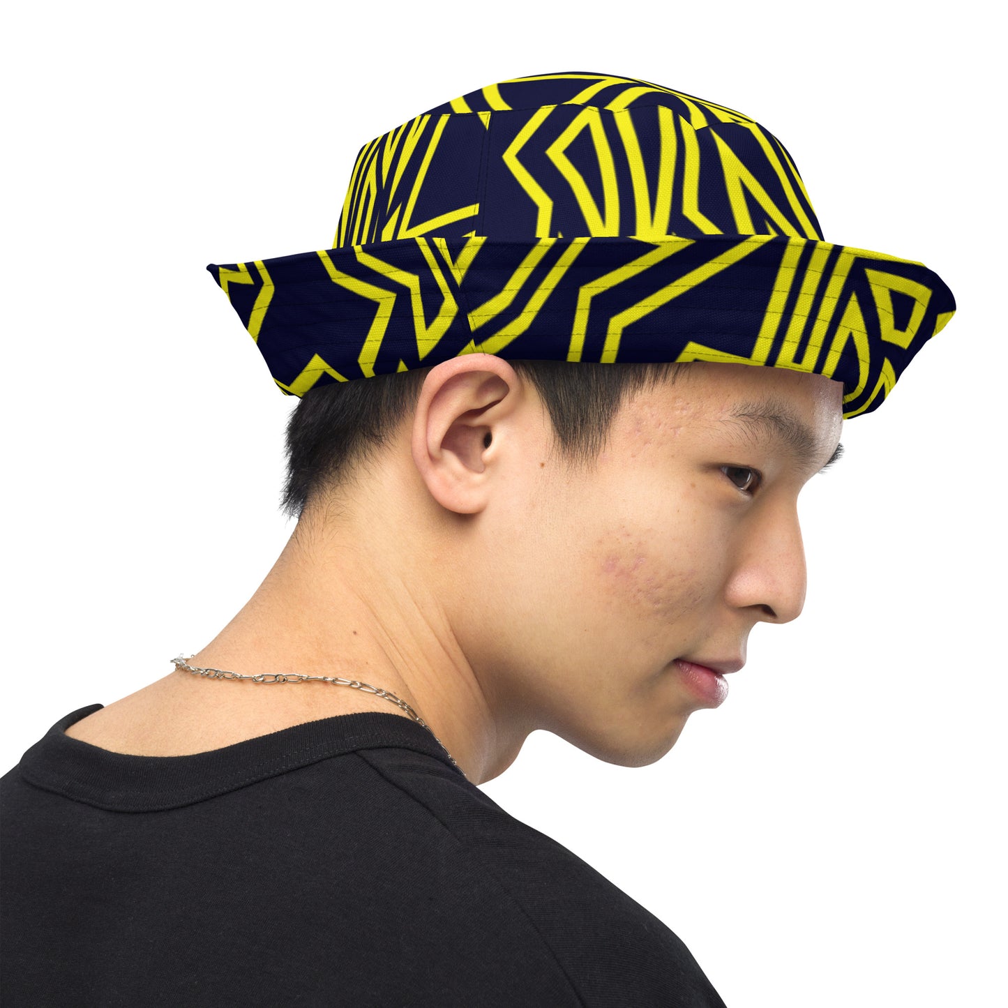 Gold Hidden N Pattern Reversible bucket hat