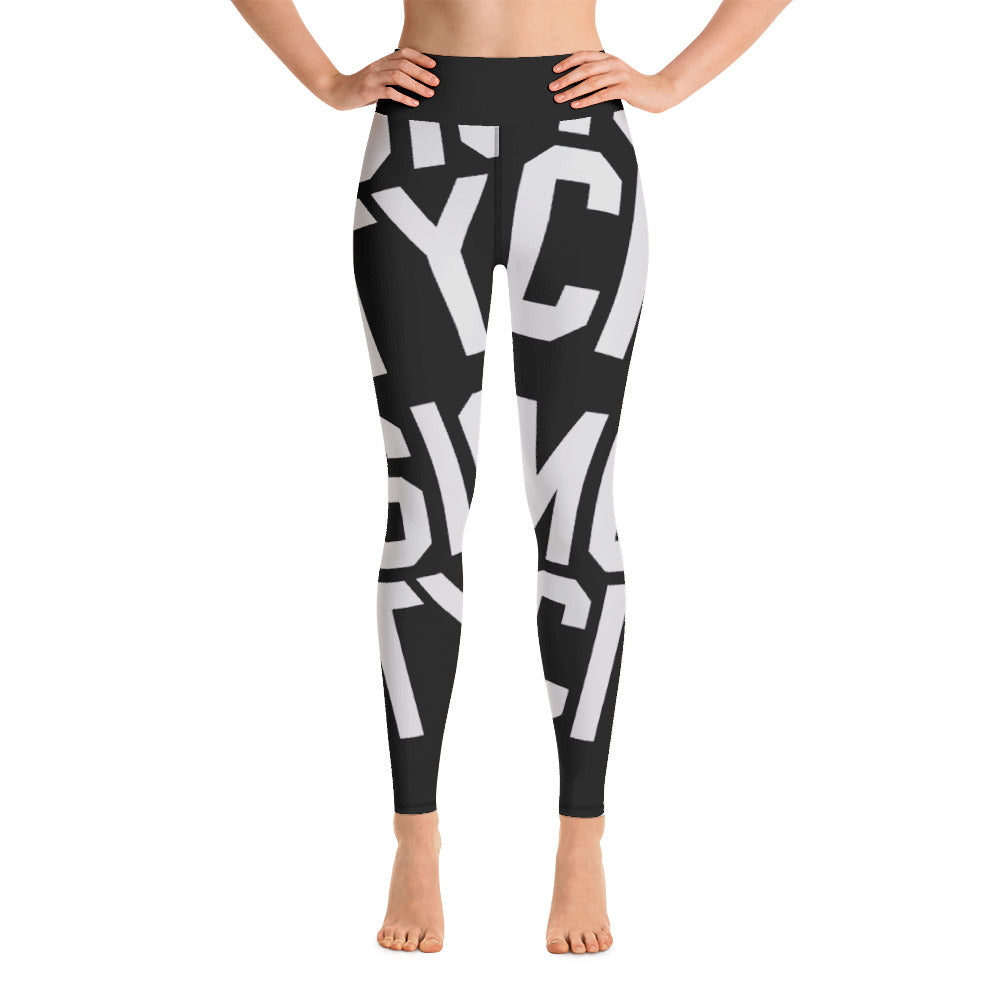 Music City Basic Text Monochrome Yoga Leggings