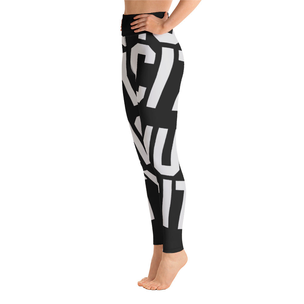 Music City Basic Text Monochrome Yoga Leggings