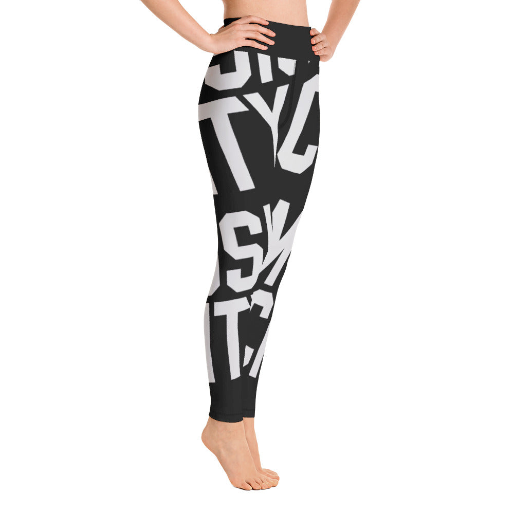 Music City Basic Text Monochrome Yoga Leggings