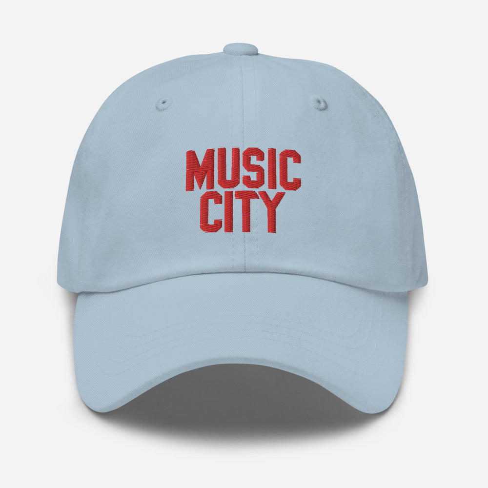 Music City Block Red text Dad hat