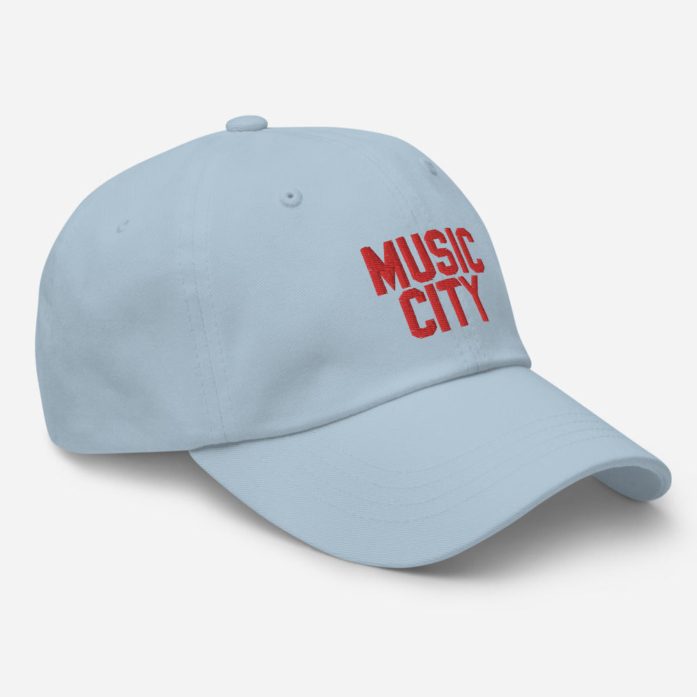 Music City Block Red text Dad hat