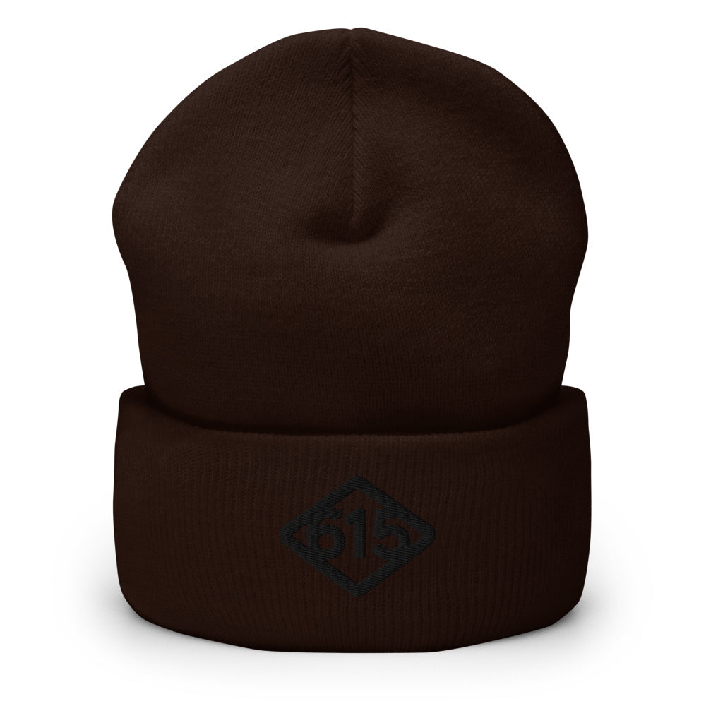 615 Diamond Cuffed Beanie Black Thread