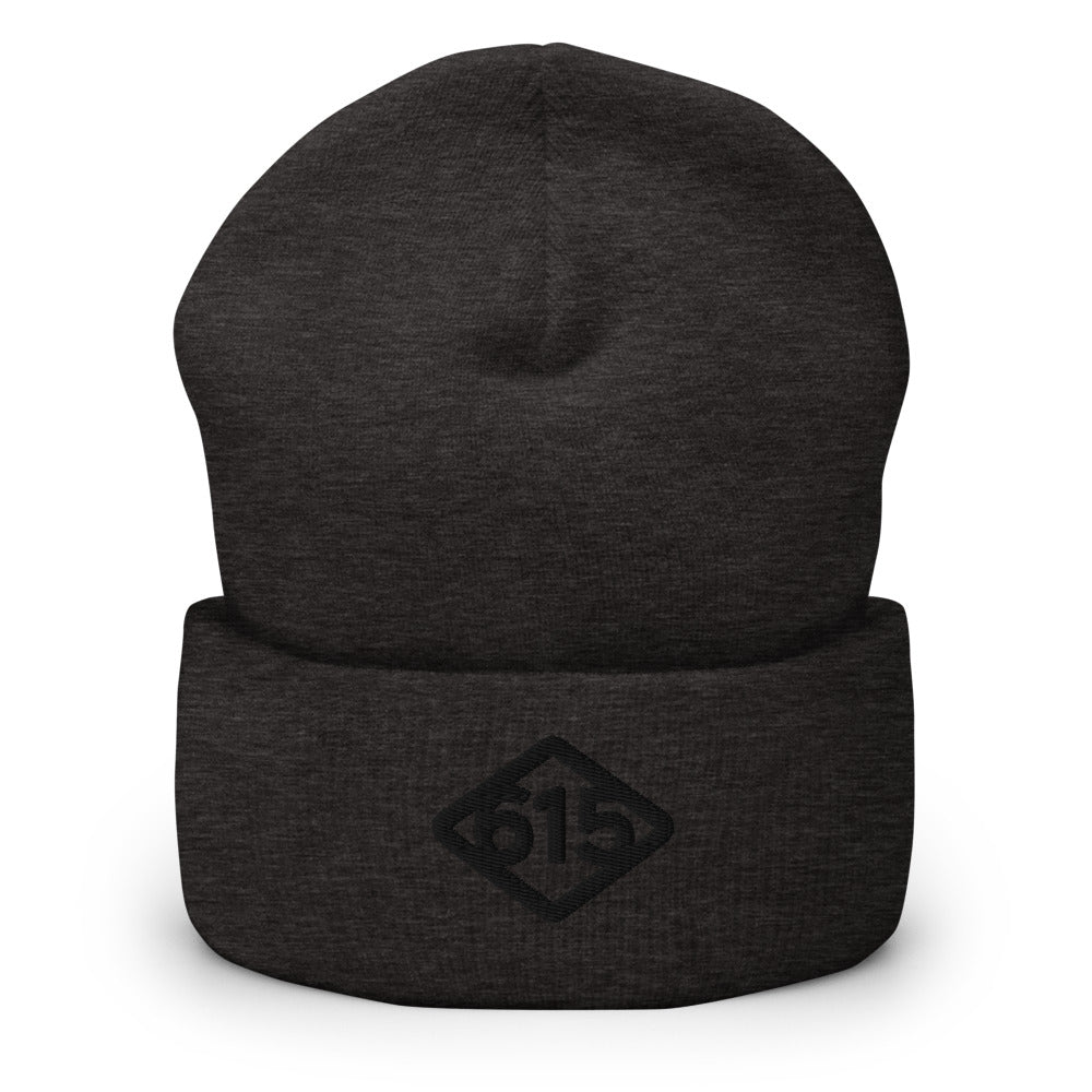 615 Diamond Cuffed Beanie Black Thread