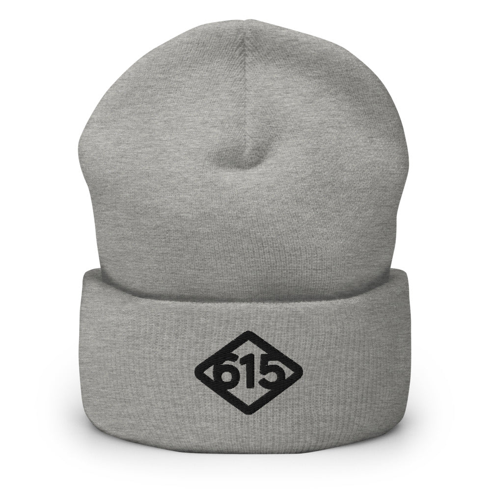 615 Diamond Cuffed Beanie Black Thread