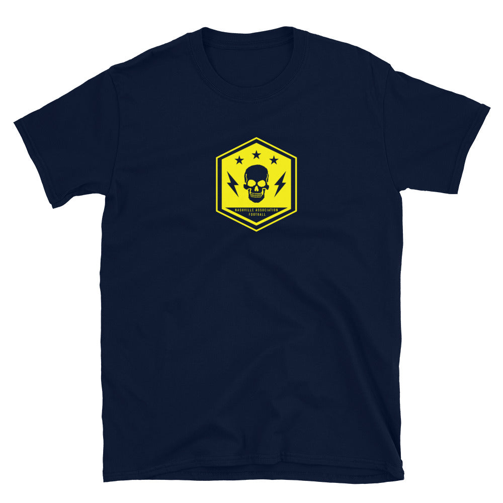 Nashville Association Football Modern Gold Skull Logo T-Shirt