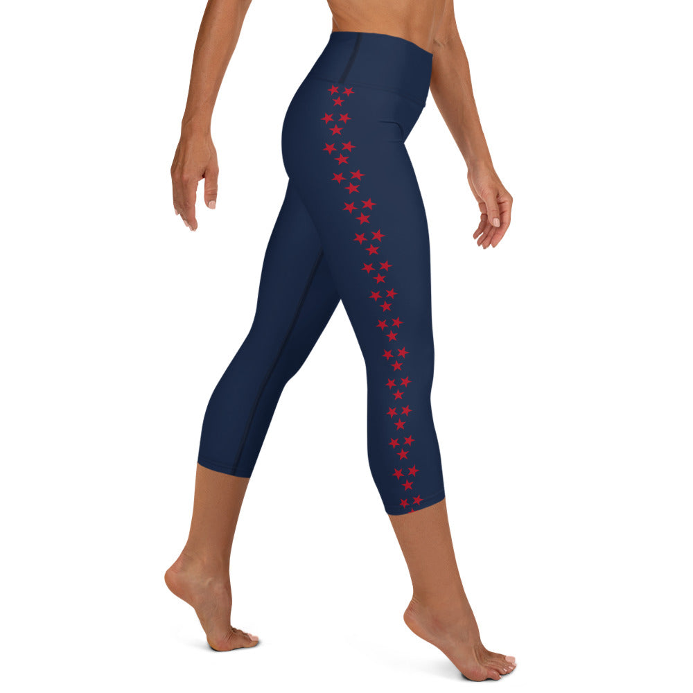 Tristar Stripe Pattern Yoga Capri Leggings