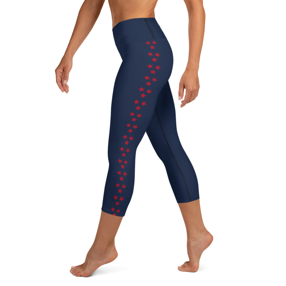 Tristar Stripe Pattern Yoga Capri Leggings