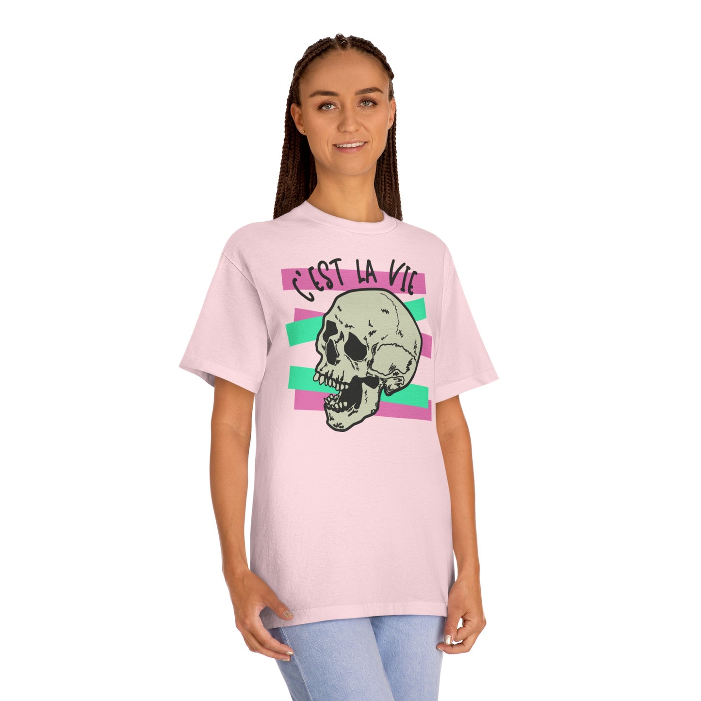 C'est La Vie pink/green skull