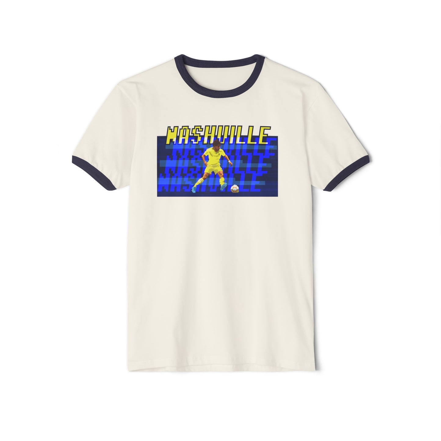 Digital Soccer Player 1 Unisex Cotton Ringer T-Shirt