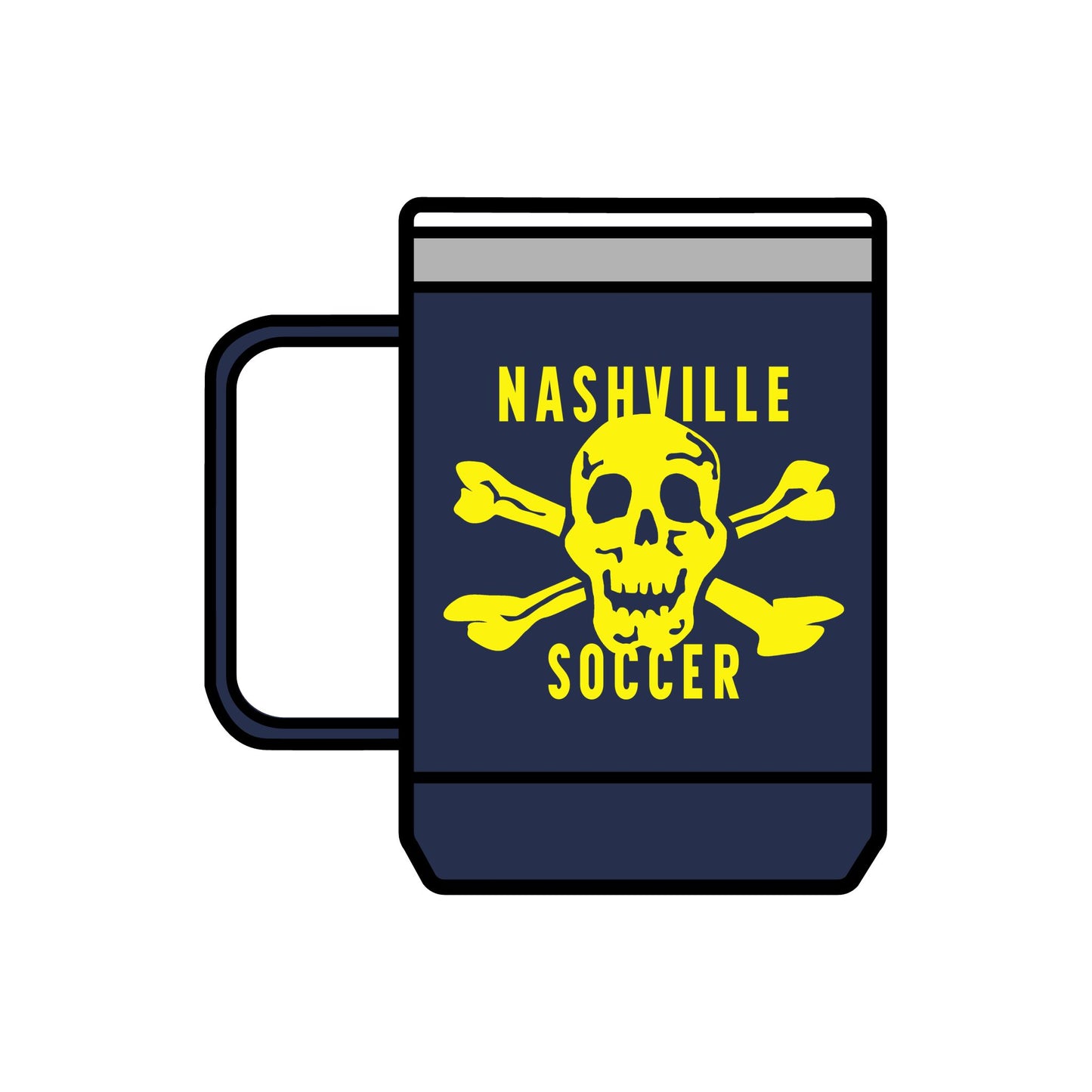 Nashville Soccer Skull Coffee Mug Tumbler, 15oz