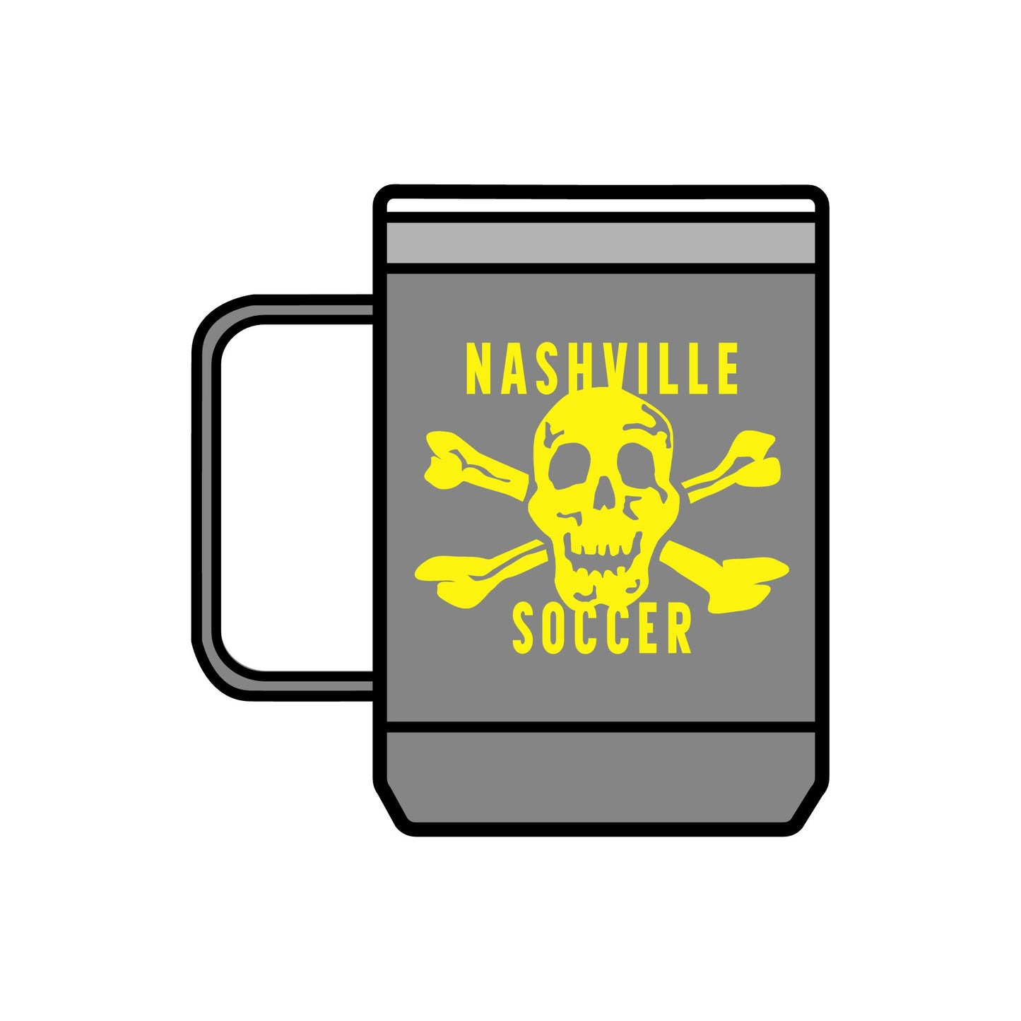 Nashville Soccer Skull Coffee Mug Tumbler, 15oz