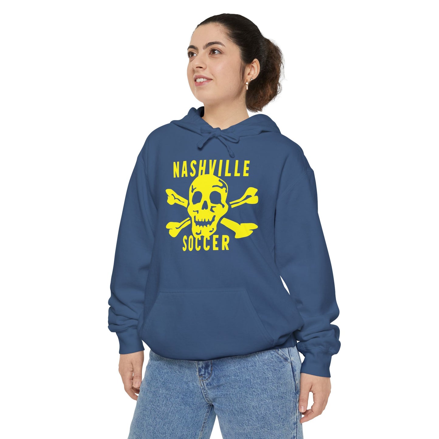 Nashville Soccer Skull Unisex Garment-Dyed Hoodie