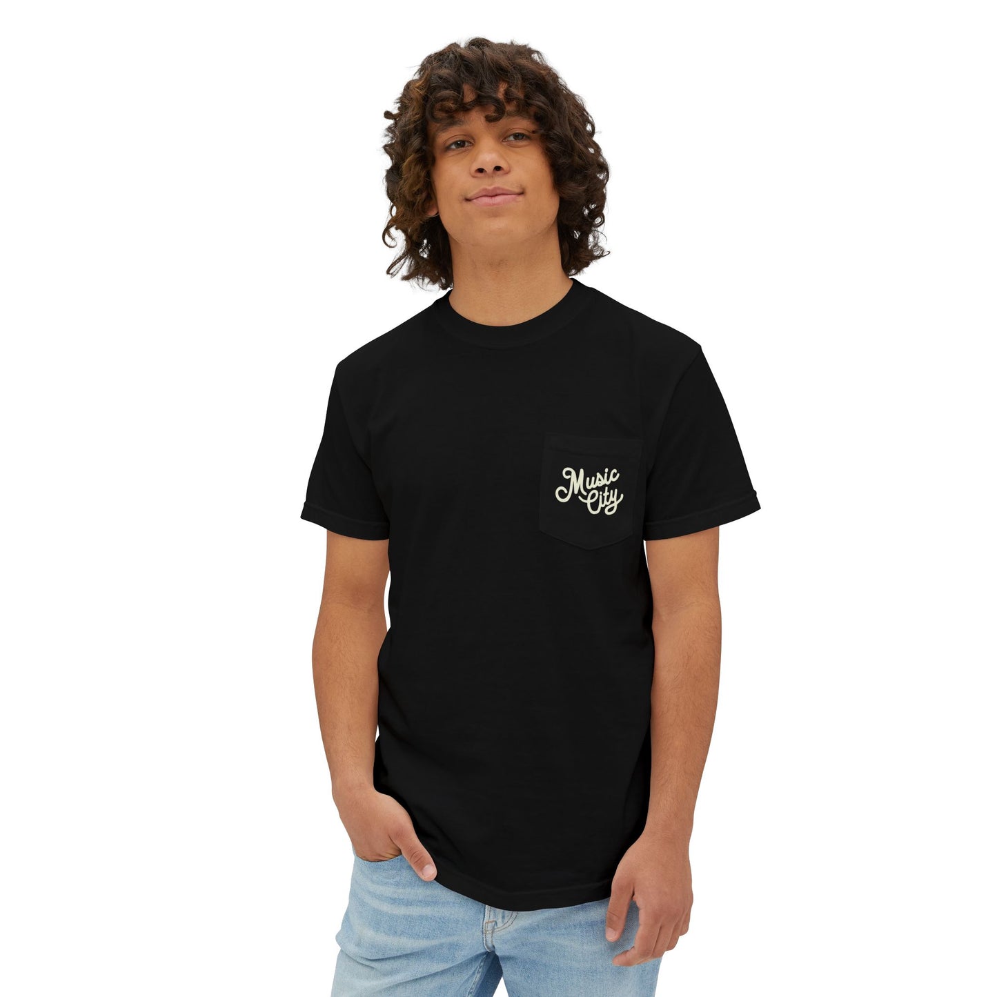 Music City Script Unisex Garment-Dyed Pocket T-Shirt