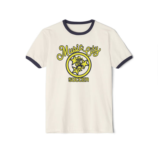 Music City Soccer mix Cowboy Crest Unisex Cotton Ringer T-Shirt