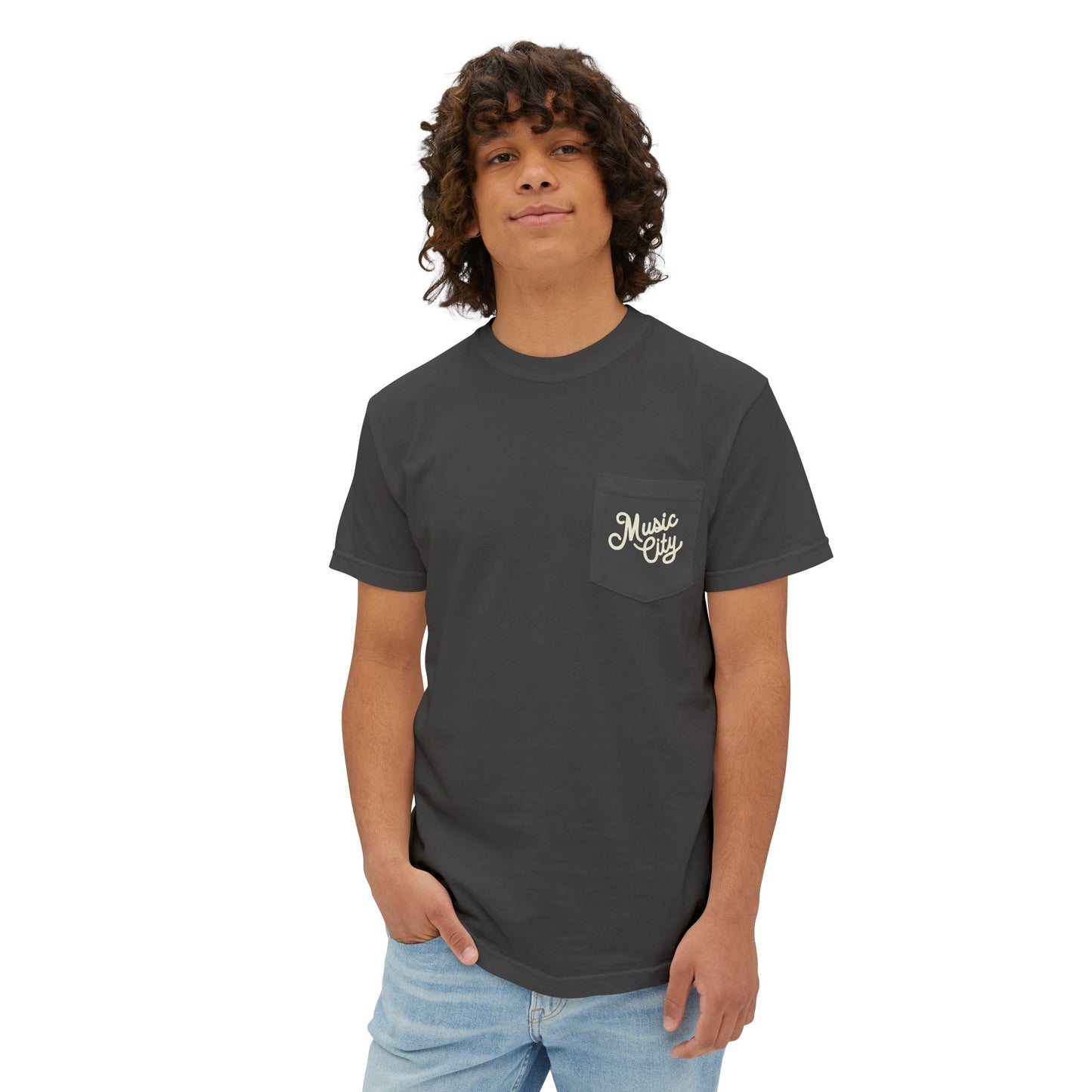 Music City Script Unisex Garment-Dyed Pocket T-Shirt