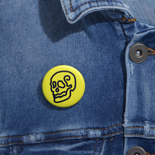 Line Skull Custom Pin Buttons