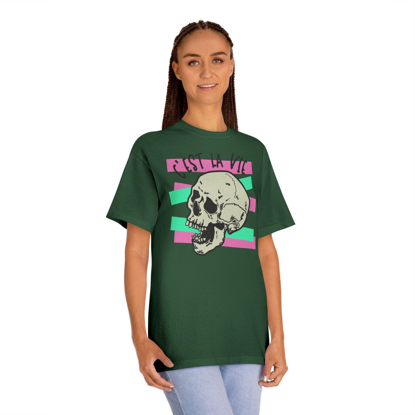 C'est La Vie pink/green skull