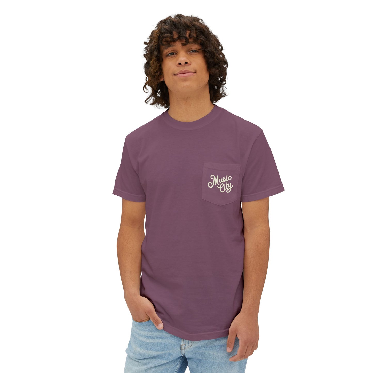 Music City Script Unisex Garment-Dyed Pocket T-Shirt