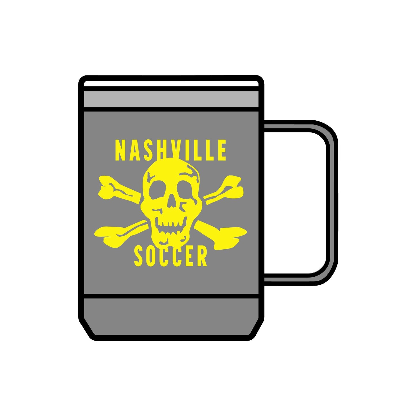 Nashville Soccer Skull Coffee Mug Tumbler, 15oz