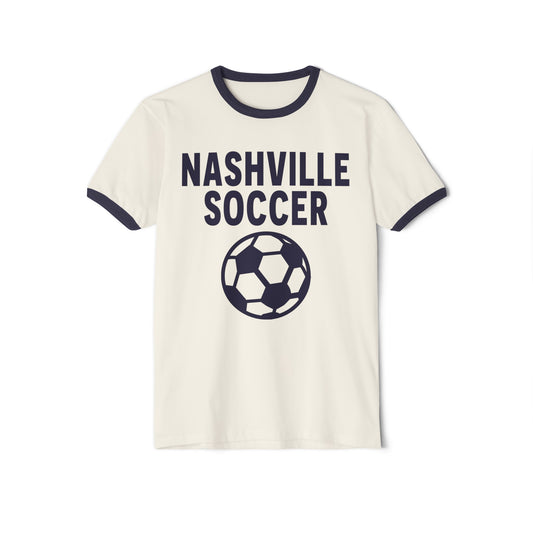 Nashville Soccer Solo Navy Ringer Unisex Cotton Ringer T-Shirt