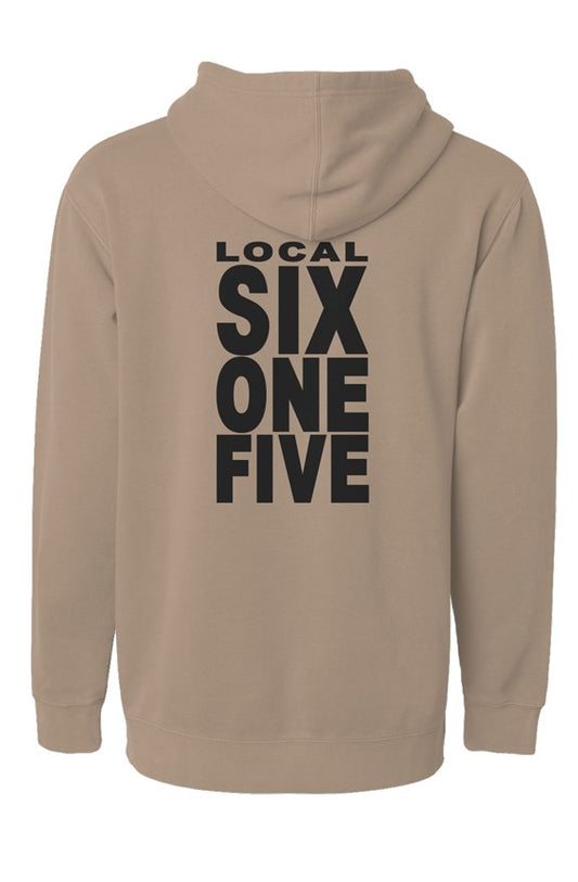 LocalSixOneFive Block text Pigment Dyed Hoodie