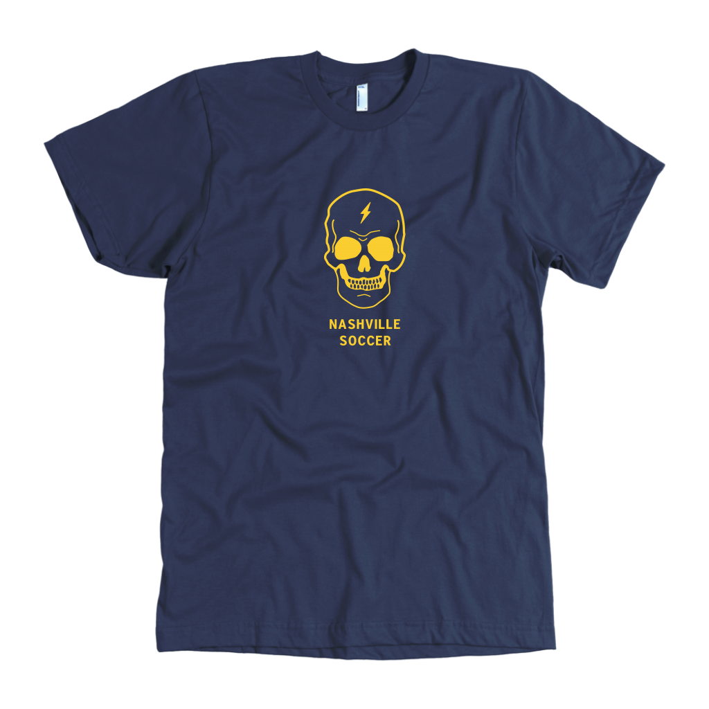 Nashville Soccer Gold Bolt Skull Graphic T-Shirt