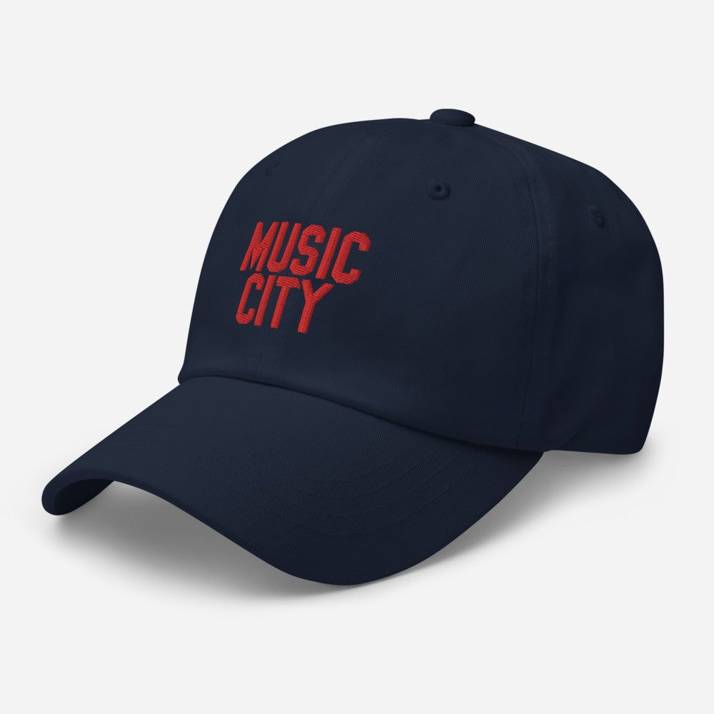 Music City Block Red text Dad hat