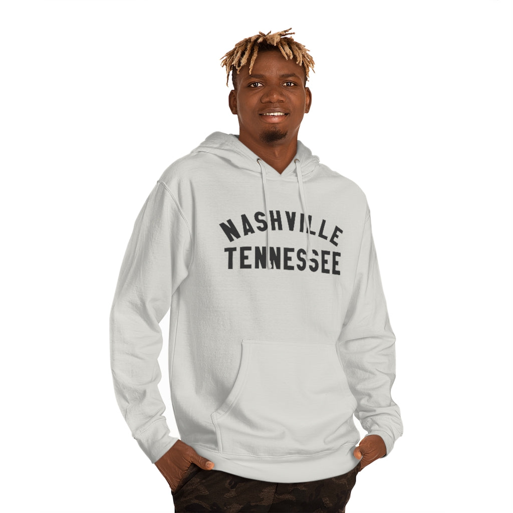 Nashville Tn Charcoal text Unisex Hooded Sweatshirt