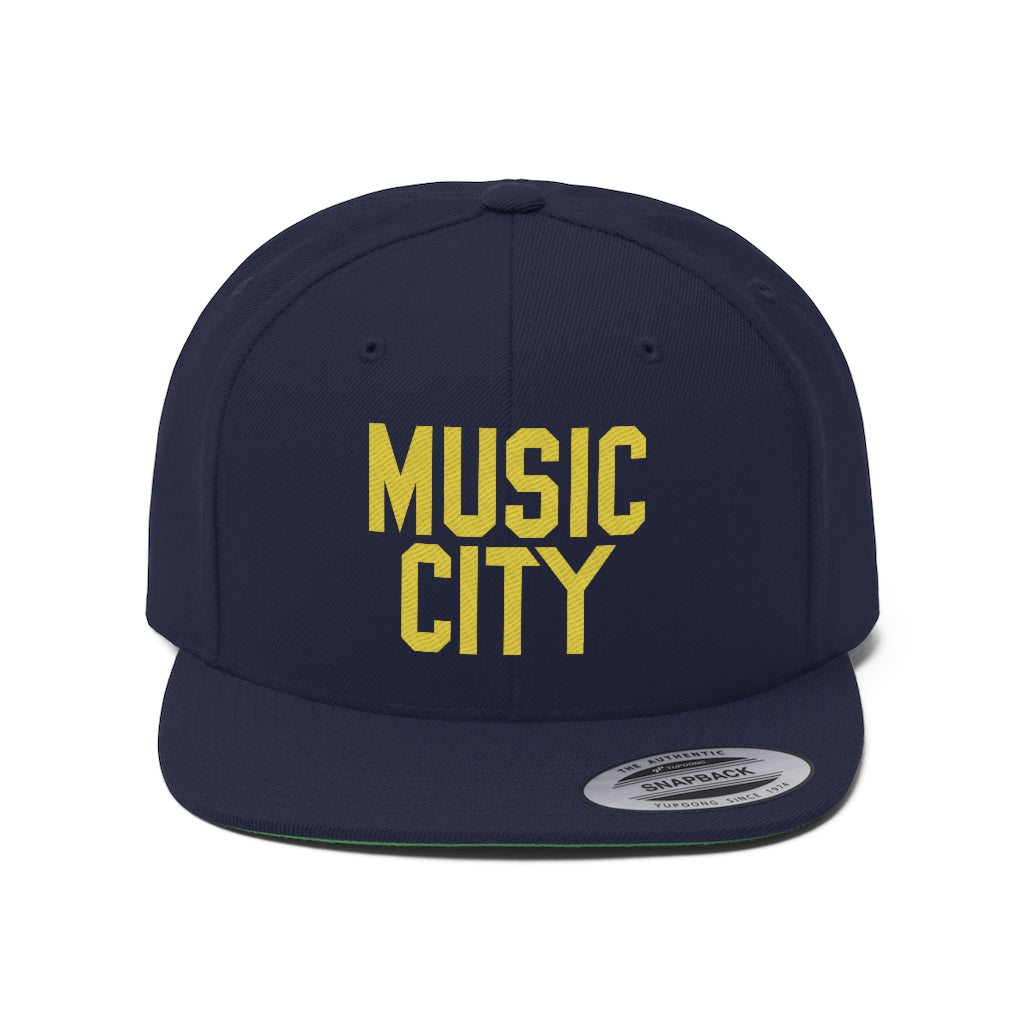 Music City Basic Text Unisex Flat Bill Hat
