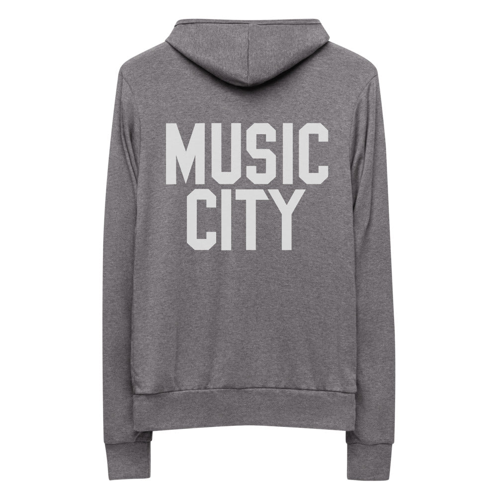 Music City Basic Text Monochrome Lightweight zip hoodie
